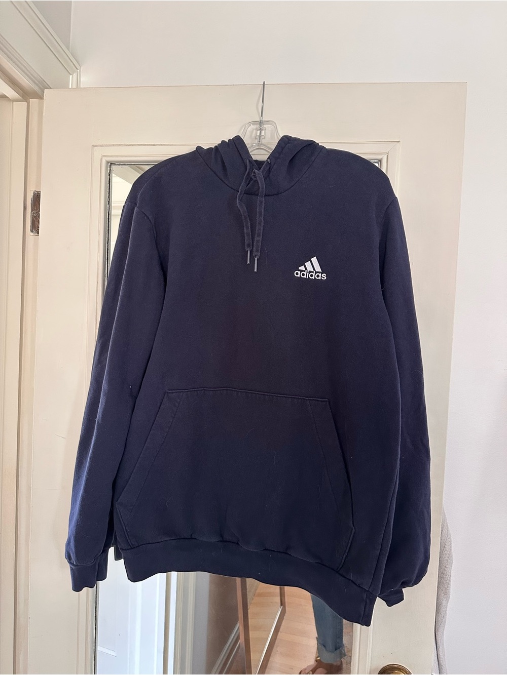 adidas Navy Blue Men’s Pullover Hoodie with Logo